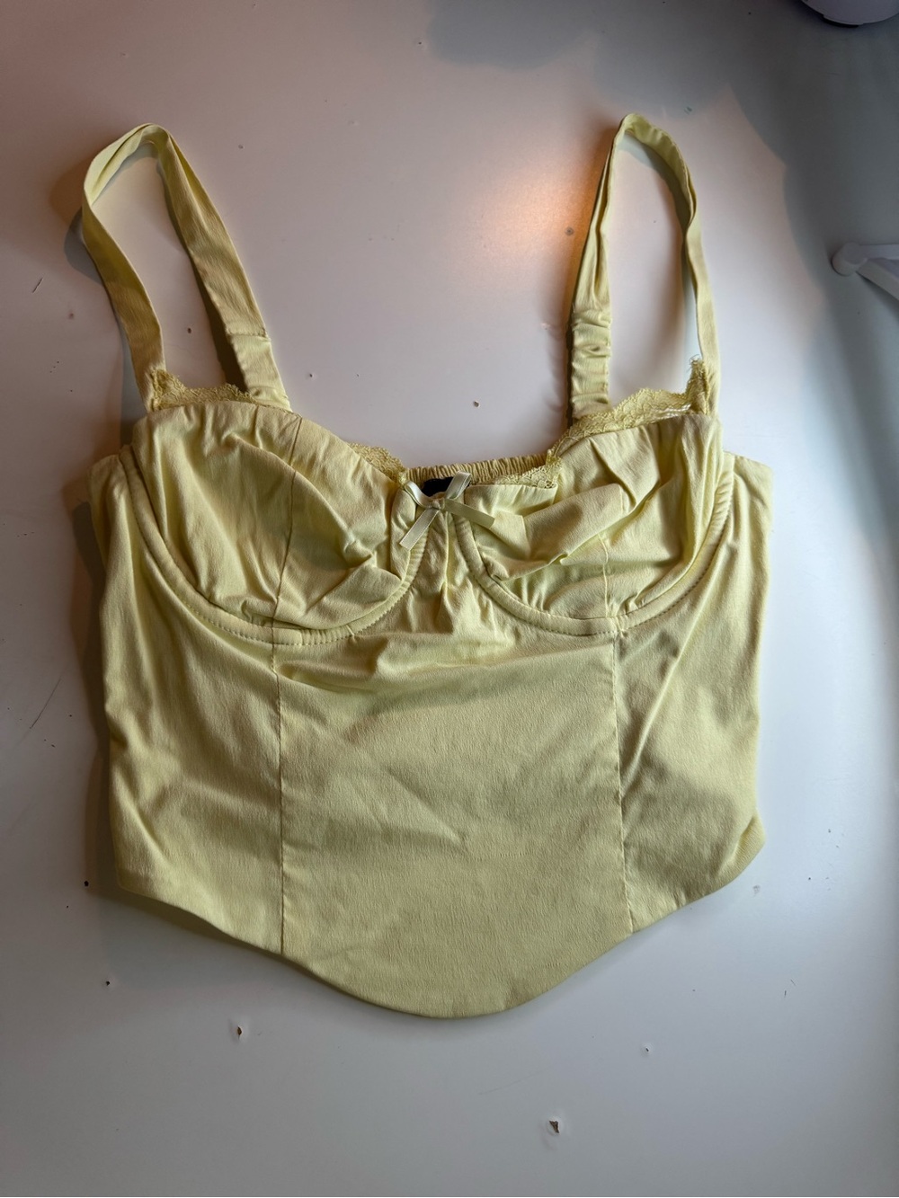 Garage Yellow Underwire Cropped Corset Top - Small
